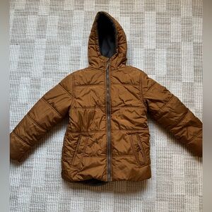 Whales Tail Outerwear Boys Puffer Jacket | Brown Hooded Coat | Size 10/12